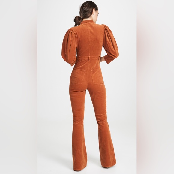 WE WORE WHAT | Rust corduroy 70s Jumpsuit High-rise in Autumnal - Picture 3 of 12